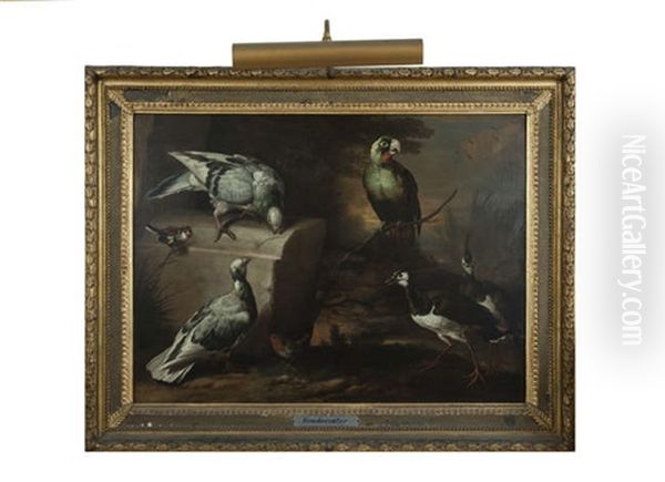 Exotic Birds In A Landscape Oil Painting by Francis Barlow