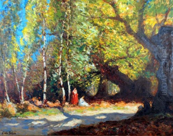 A Road Through The Forest Oil Painting by John Noble Barlow