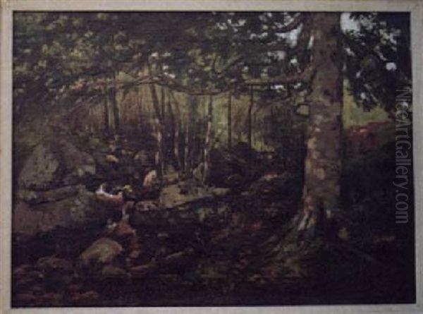 Woodland Landscape Oil Painting by John Noble Barlow