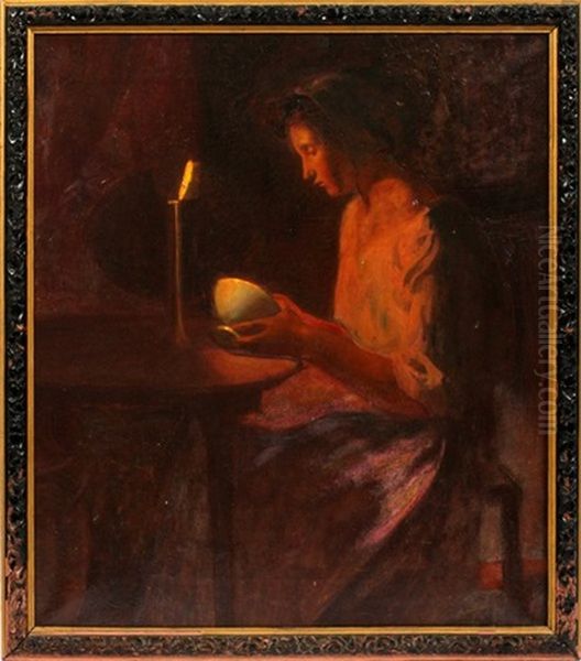 Woman In Candlelight by Myron Barlow