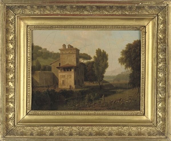 Casa Cenci In The Borghese Gardens, Rome Oil Painting by Jean Honore Marmont de Barmont