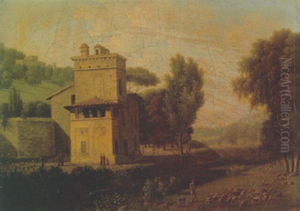 A View Of The Villa Borghese Oil Painting by Jean Honore Marmont de Barmont