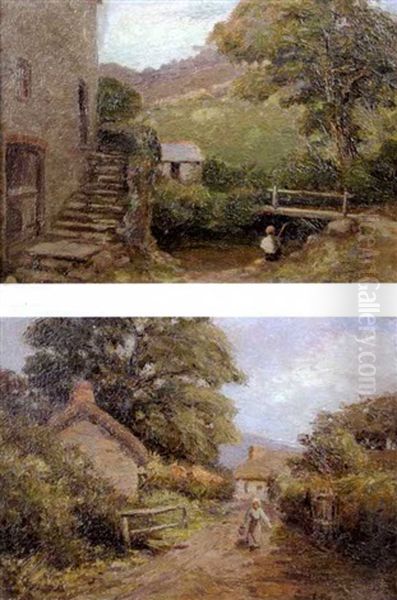 A Fisherman By A Water Mill Oil Painting by Frederick Barnard