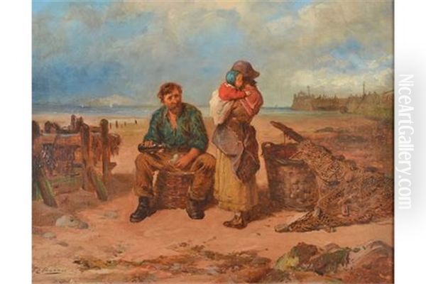 Fisherfolk Oil Painting by Edward Charles Barnes