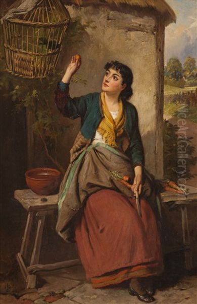 Menina Com Passaro Oil Painting by Edward Charles Barnes