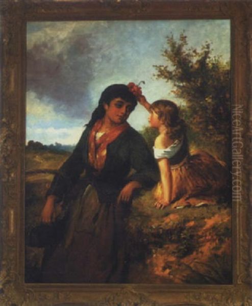 The Flower Girl Oil Painting by Edward Charles Barnes