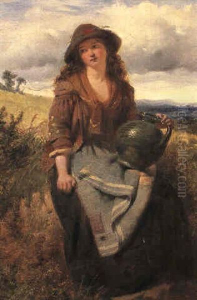 A Peasant Girl Oil Painting by Edward Charles Barnes