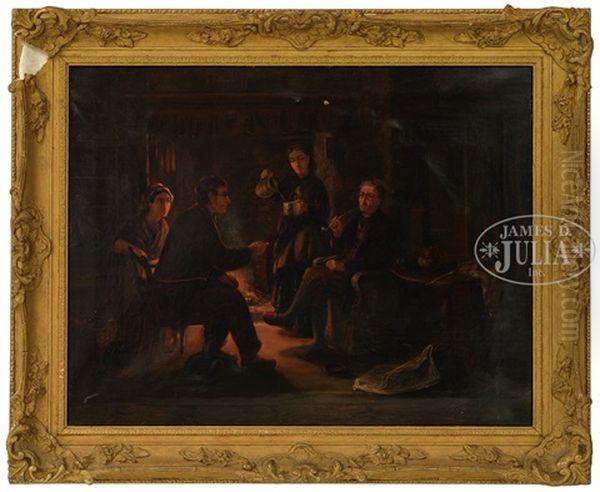 The Fireside Visitation Oil Painting by Gertrude Jameson Barnes