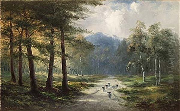 Bergslandskap Med Farflock Oil Painting by Samuel John Barnes