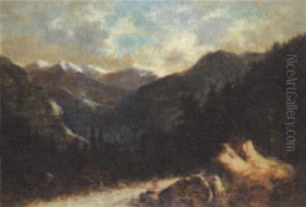 Untitled - Alpine View Oil Painting by Samuel John Barnes