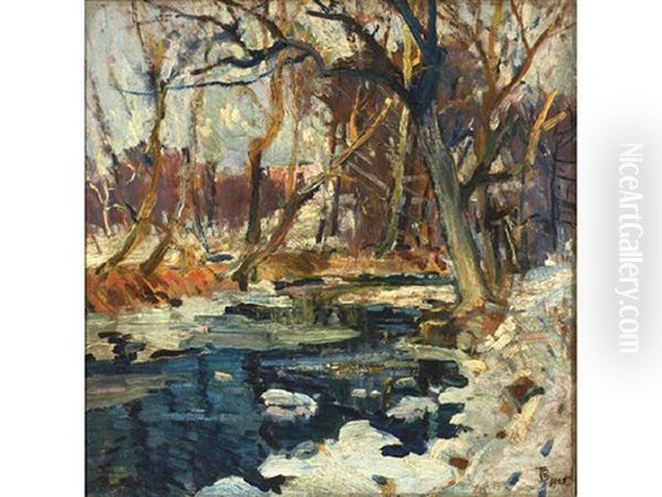 Winter Stream Oil Painting by Thomas P. Barnett