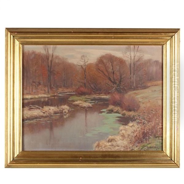 Spring Landscape Oil Painting by Frank A. Barney