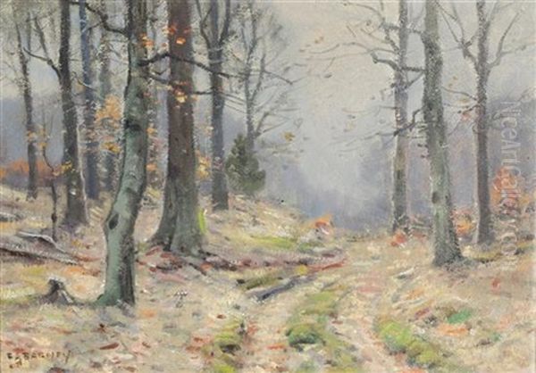 Road Through The Woods Oil Painting by Frank A. Barney