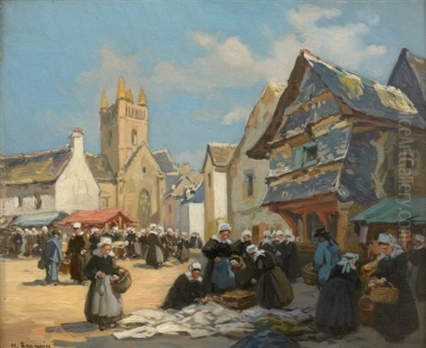 Marche De Quimperle Oil Painting by Henri Alphonse Barnoin