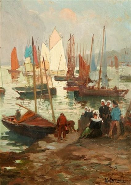 Retour De Peche Oil Painting by Henri Alphonse Barnoin