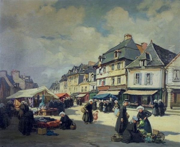 Marche De Dol En Bretagne Oil Painting by Henri Alphonse Barnoin