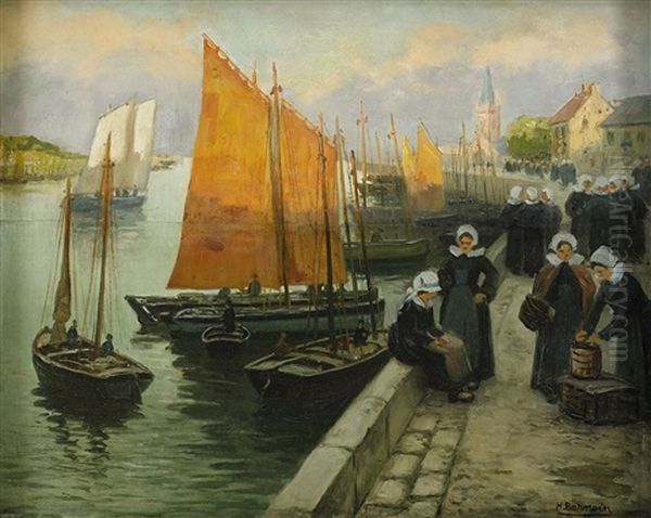 Hamn I Bretagne Oil Painting by Henri Alphonse Barnoin