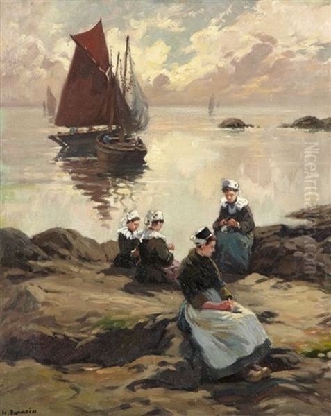 Calme Du Soir A Concarneau Oil Painting by Henri Alphonse Barnoin