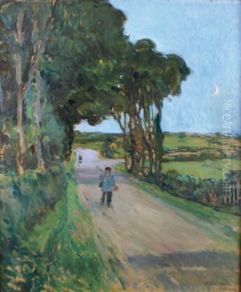 Personnages Sur Le Chemin A Saint-honore Oil Painting by Jules Adler