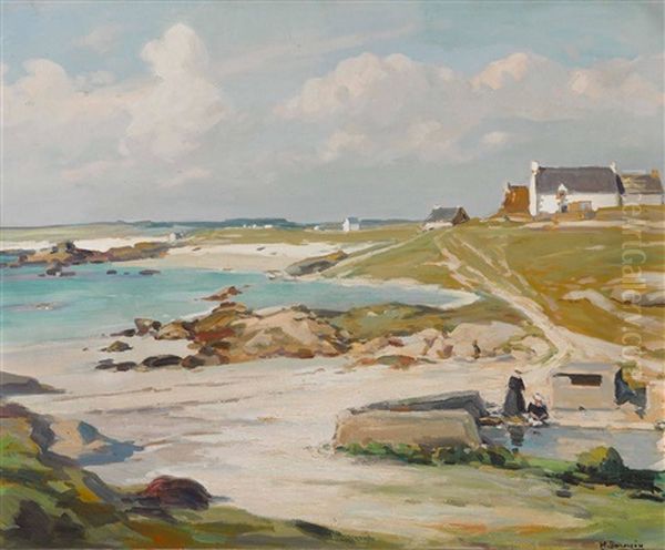 Bretonische Kustenlandschaft Oil Painting by Henri Alphonse Barnoin