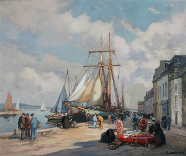 Port En Bretagne Oil Painting by Henri Alphonse Barnoin