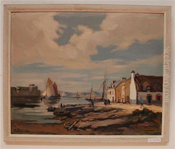 Thoniers Et Bateaux De Peche Au Port De Concarneau Oil Painting by Henri Alphonse Barnoin