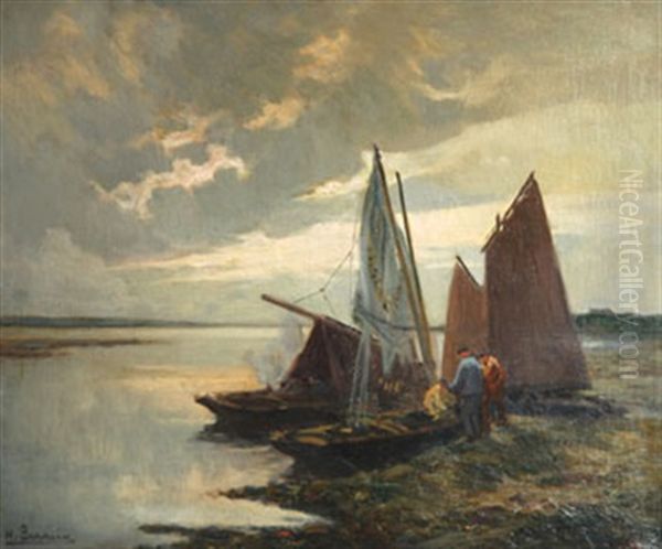 Cotriade Sur Le Sinagot Oil Painting by Henri Alphonse Barnoin