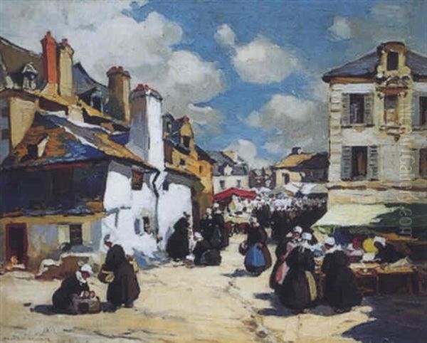 Jour De Marche En Bretagne Oil Painting by Henri Alphonse Barnoin