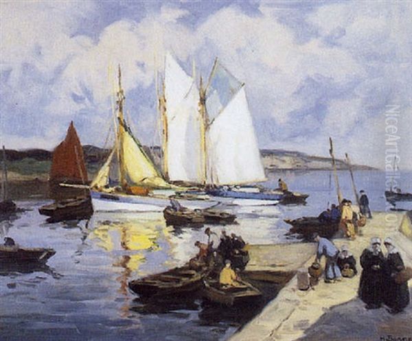 Pecheurs Bretons Oil Painting by Henri Alphonse Barnoin