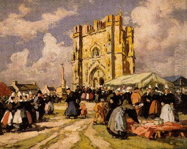 Marche De Bretagne Oil Painting by Henri Alphonse Barnoin