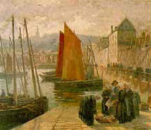 The Day's Catch Oil Painting by Henri Alphonse Barnoin