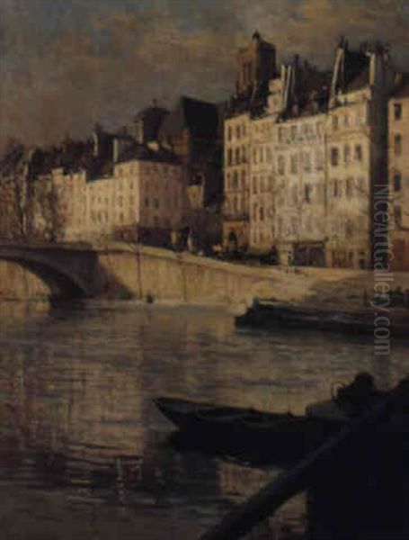 Vue Sur La Seine Oil Painting by Henri Alphonse Barnoin