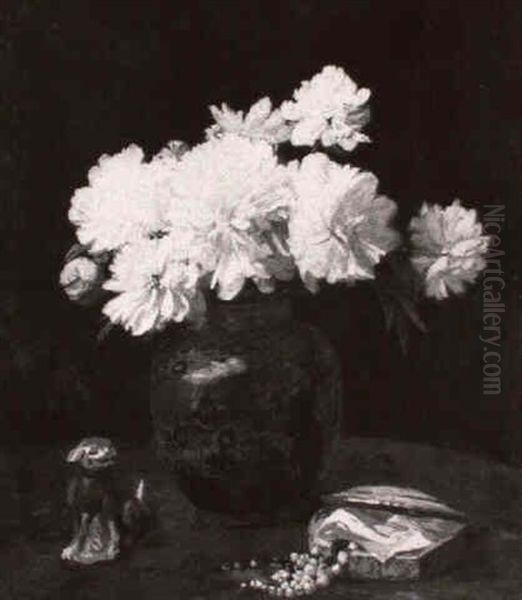 Vase De Fleurs Oil Painting by Henri Alphonse Barnoin