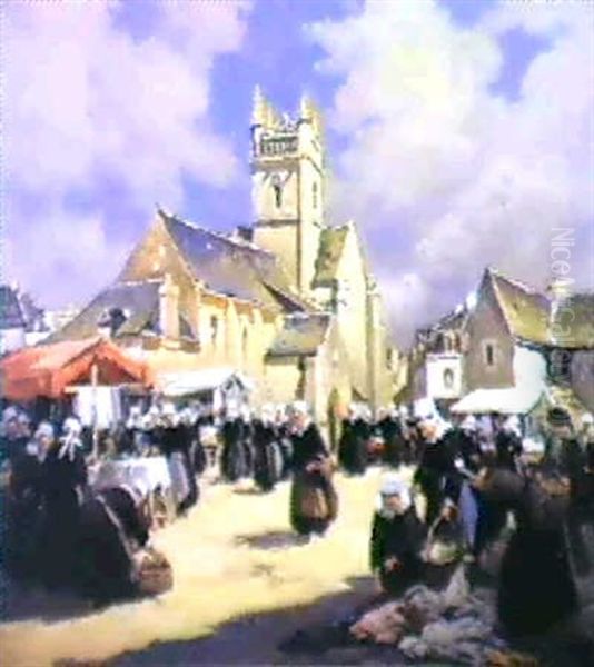 Marche De Quimperle Oil Painting by Henri Alphonse Barnoin