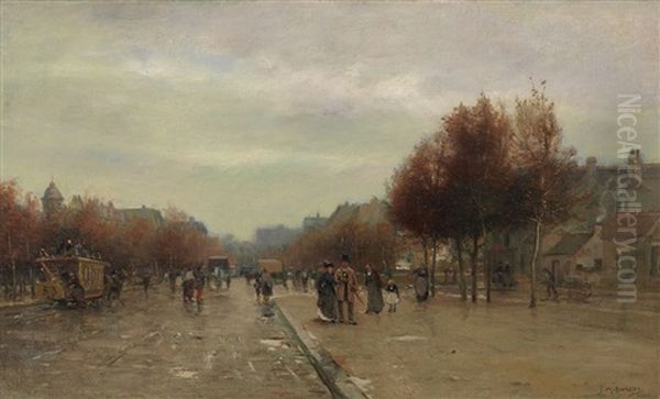 Street Scene, Paris Oil Painting by James Macdonald Barnsley