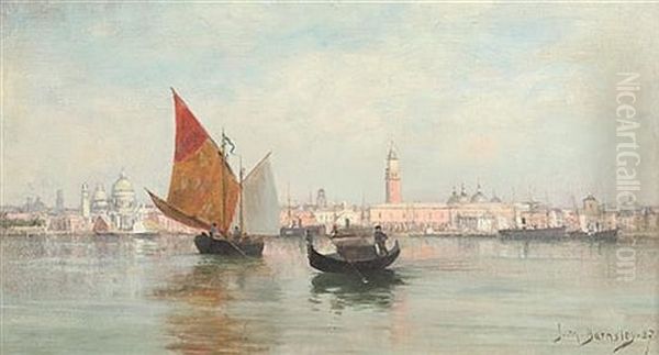 Venetian Harbor Scene Oil Painting by James Macdonald Barnsley