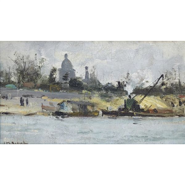 On The Thames Oil Painting by James Macdonald Barnsley