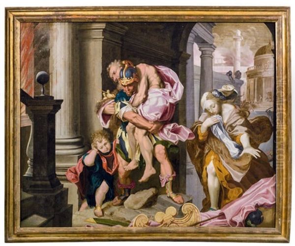 La Fuite D'enee Apres L'incendie De Troie by Federico Barocci