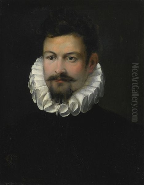 Portrait Of A Gentleman, Bust Length, Wearing A Black Jerkin And White Ruff Oil Painting by Federico Barocci