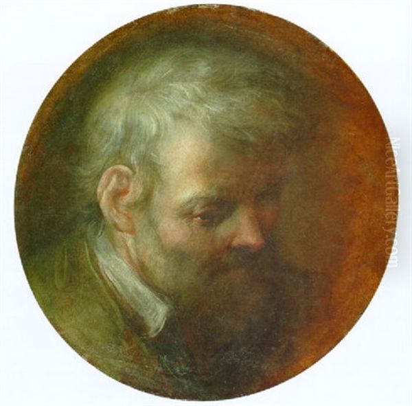 A Bearded Man Looking Down To The Right Oil Painting by Federico Barocci