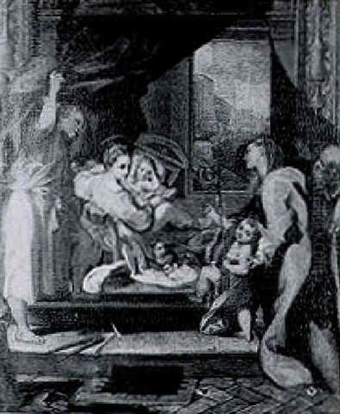 The Holy Family With The Infant St. John The Baptist, St. Elizabeth And St. Zacharias Oil Painting by Federico Barocci