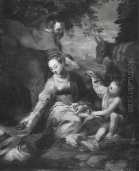 Rest On The Return From Egypt Oil Painting by Federico Barocci