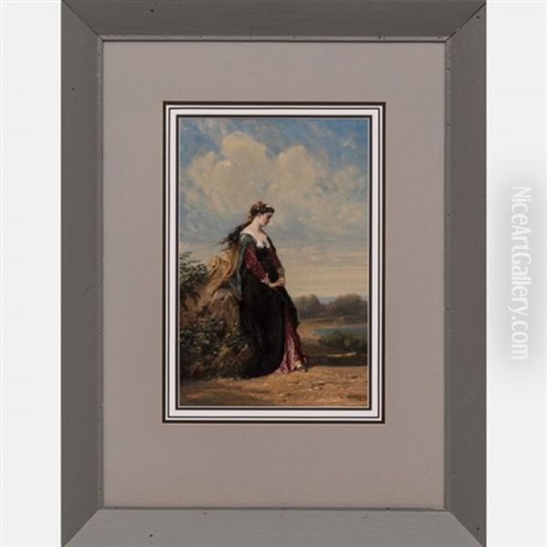 Lady In A Landscape Oil Painting by Henri Charles Antoine Baron