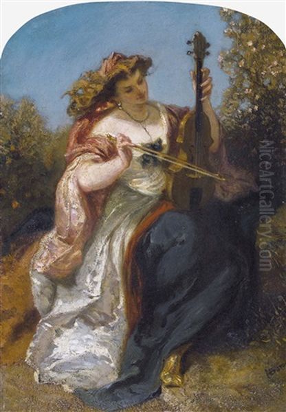 Die Violinspielerin Oil Painting by Henri Charles Antoine Baron