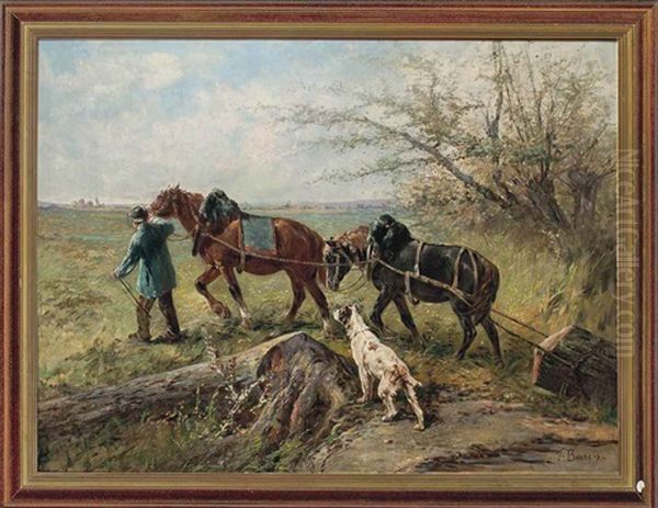 Lugging Wood Oil Painting by Theodore Baron