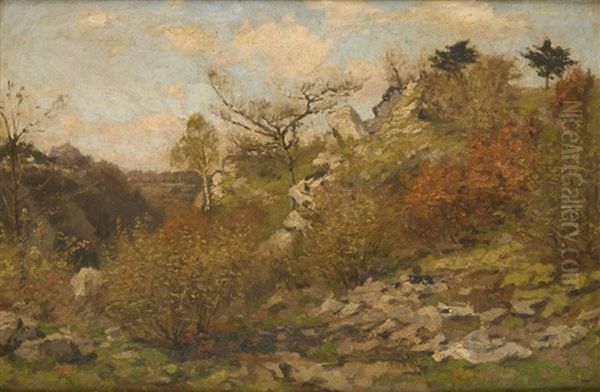 Les Rochers Oil Painting by Theodore Baron