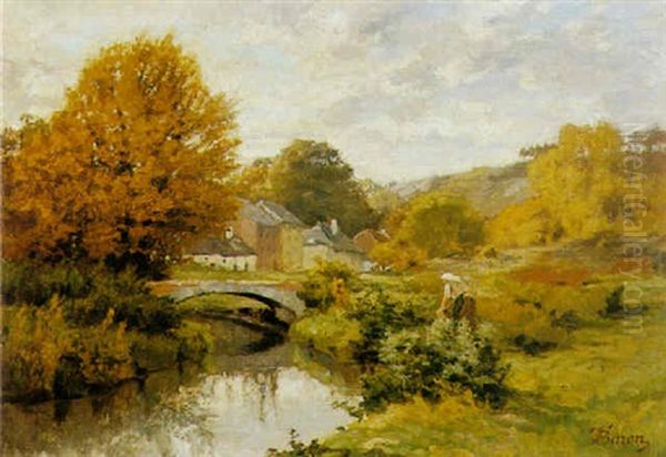 A Peasant Woman By A Stream Oil Painting by Theodore Baron