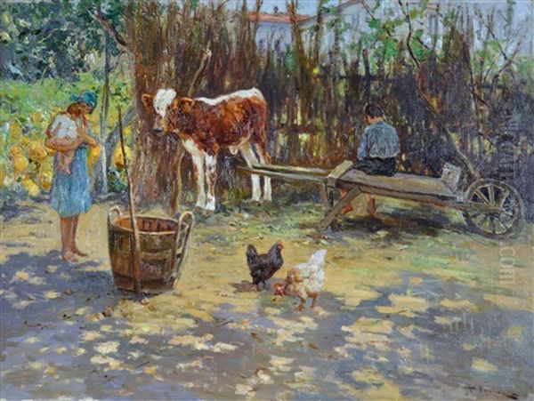 In Campagna Oil Painting by Carlo Adolfo Barone