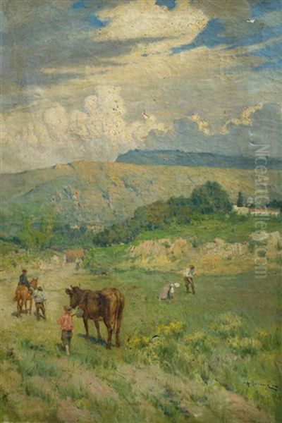 Escena Con Campesinos Oil Painting by Carlo Adolfo Barone