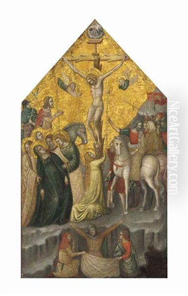 The Crucifixion Oil Painting by Giovanni (da Rimini) Baronzio